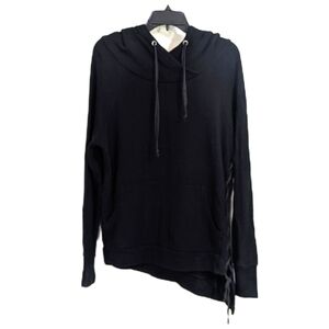 Good hYOUman Black Side Tie Slant Hem Hoodie - Size Medium Womens M